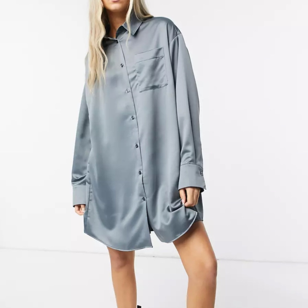 SATIN SHIRT DRESS